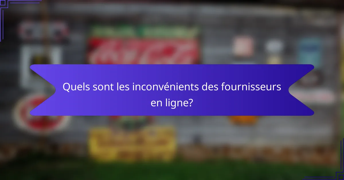 Quels sont les inconvénients des fournisseurs en ligne?