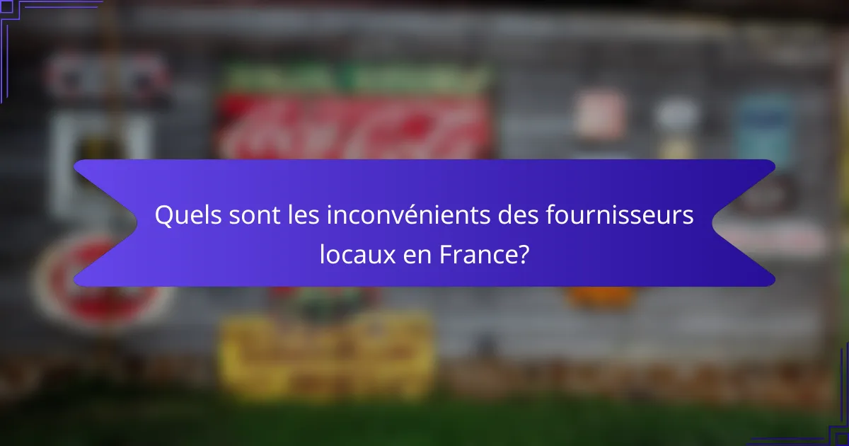 Quels sont les inconvénients des fournisseurs locaux en France?